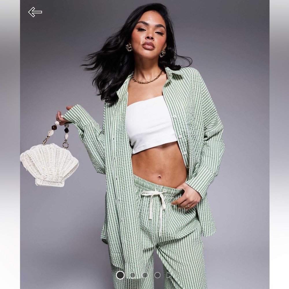 ASOS Green Stripe Oversized Shirt